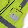 Gilet de sécurité vert fluo de haute visibilité 4 poches multifonctionnelles avec fermeture à glissière avant et rubans réfléchissants